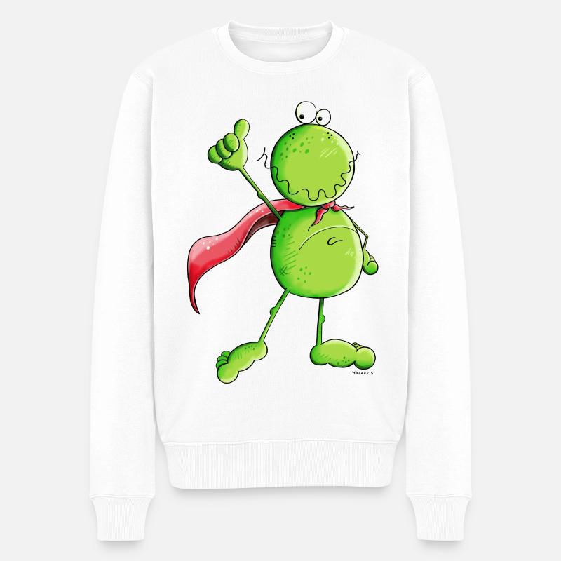 Super Frosch - Männer Premium Bio Pullover - Weiß