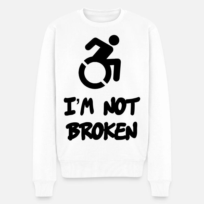 Ein Rollstuhlfahrer ist nicht kaputt * - Männer Premium Bio Pullover - Weiß