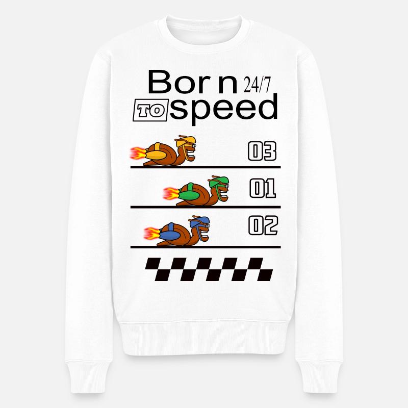 Lustige Rennschnecken - Männer Premium Bio Pullover - Weiß