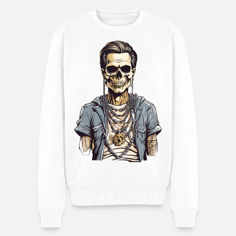 Coole Skelett - Männer Premium Bio Pullover - Weiß