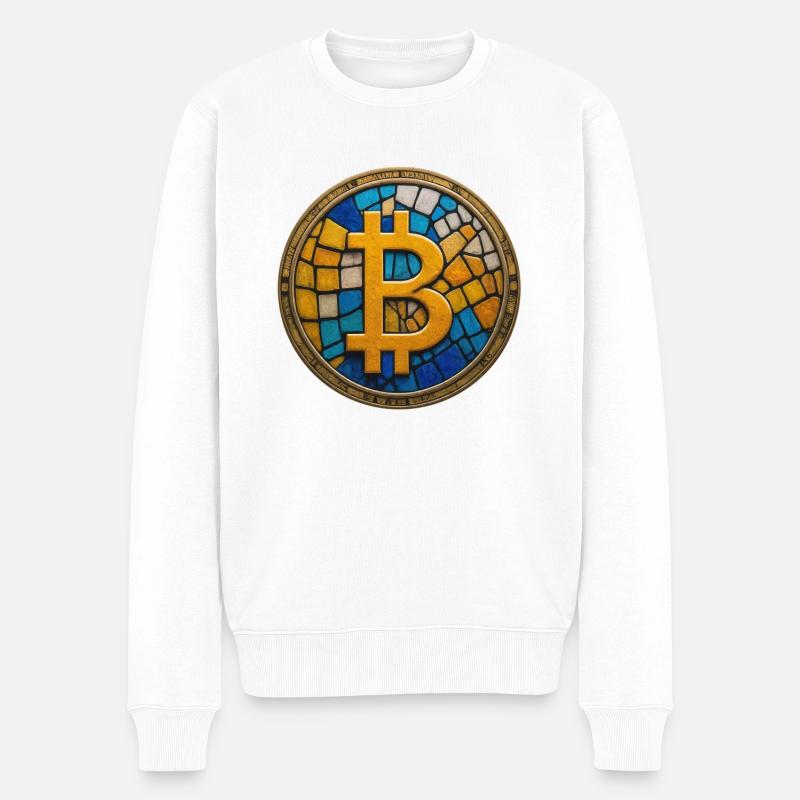 Mosaïque Bitcoin - Pull Premium bio Homme - blanc