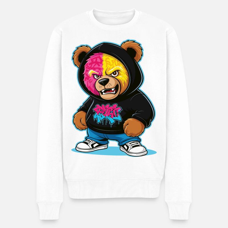 Grummelige Bär - Männer Premium Bio Pullover - Weiß
