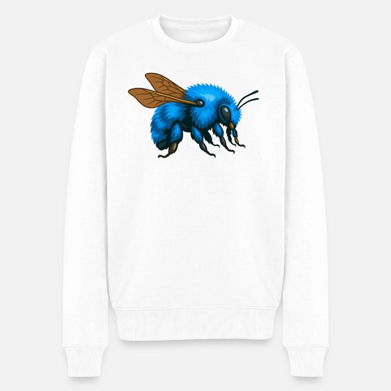Blaue Hummel rechts - Männer Premium Bio Pullover - Weiß