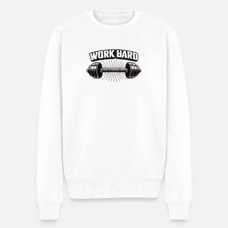 Kraftvolles Training Shirt - Männer Premium Bio Pullover - Weiß