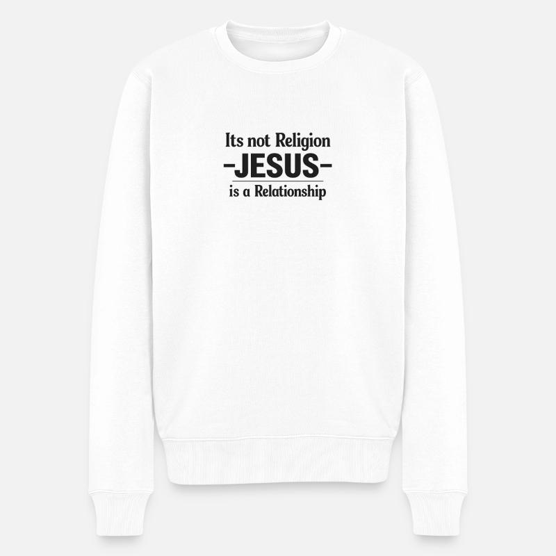Jesus ist Beziehung - Männer Premium Bio Pullover - Weiß