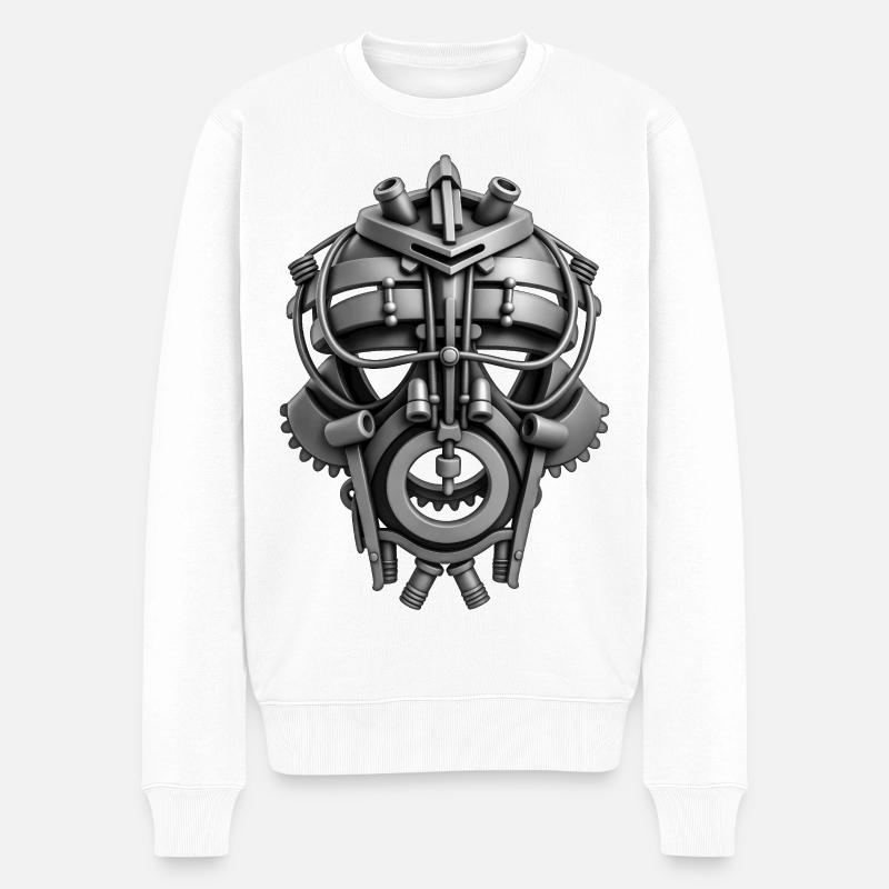 ROBOTERMASKE #1 – schwarz-weiß - Männer Premium Bio Pullover - Weiß