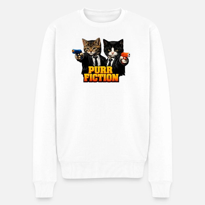 Fiction Ronron - Pull Premium bio Homme - blanc