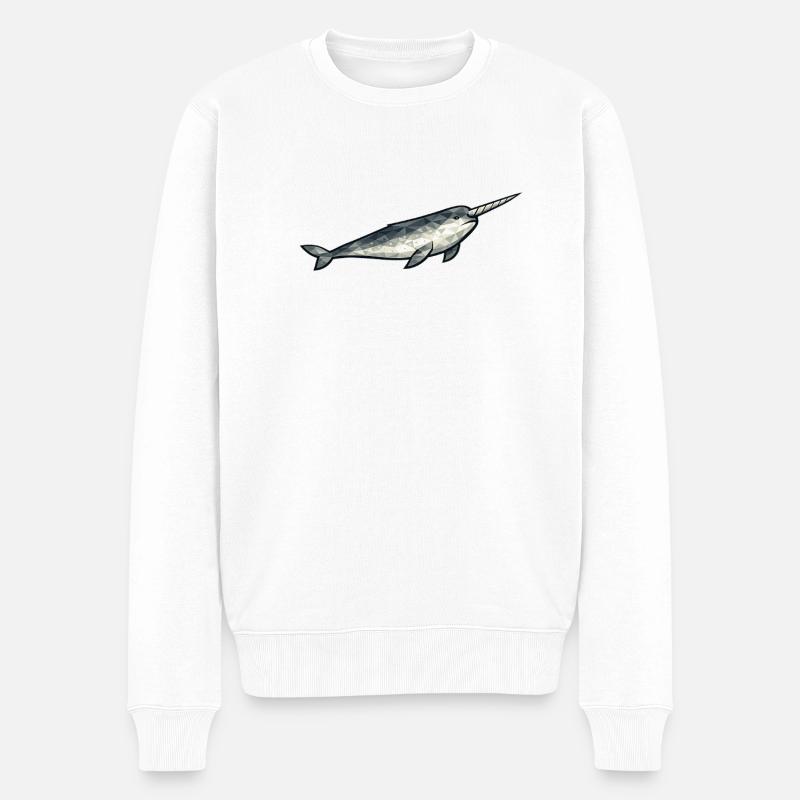Polygone géométrique du narval - Pull Premium bio Homme - blanc