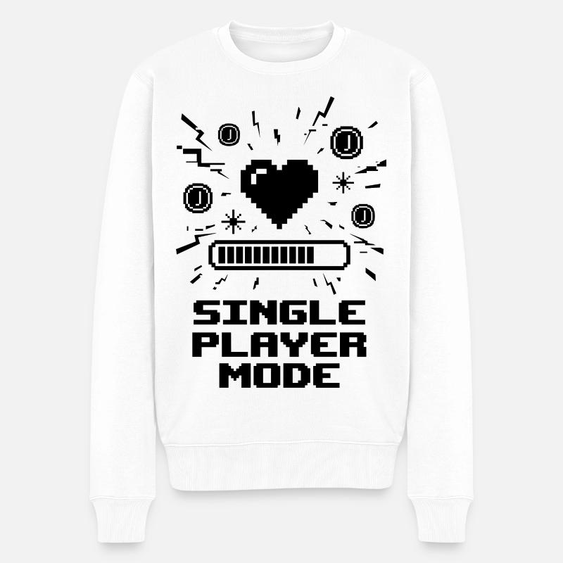 Single Player Mode Gamer Herz - Männer Premium Bio Pullover - Weiß