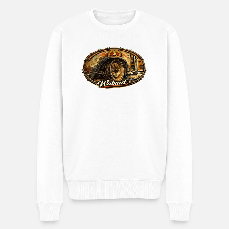 Chariot vintage à roues Wabant Rusty - Pull Premium bio Homme - blanc