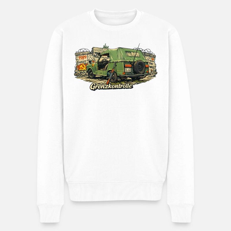 Grenzkontrolle - Männer Premium Bio Pullover - Weiß