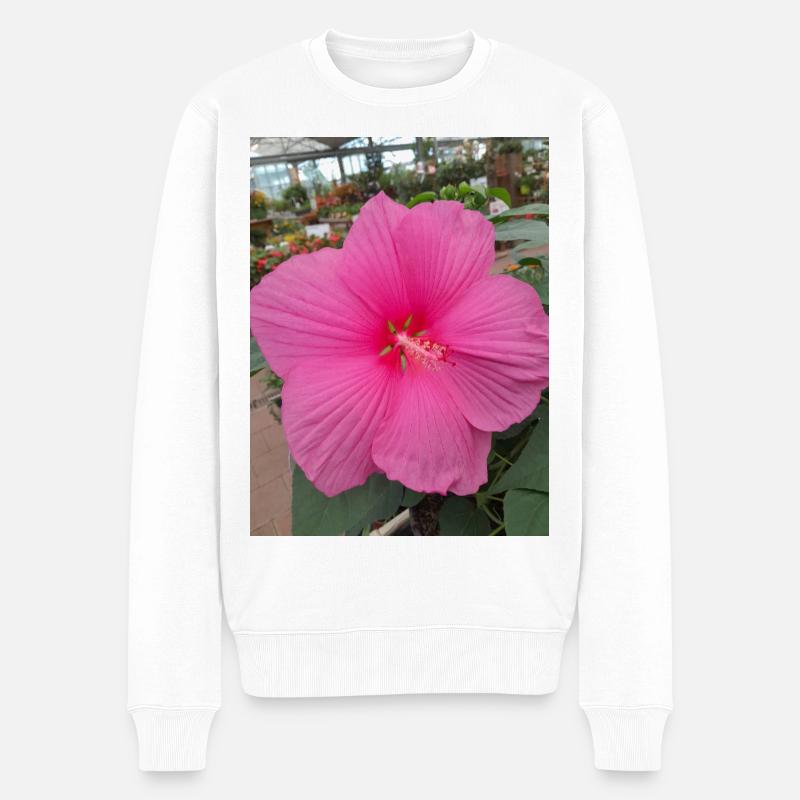 Hibiscus Rose Éclat Tropical Textile - Pull Premium bio Homme - blanc
