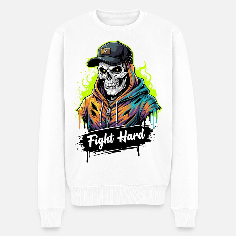 KÄMPFE HART - Männer Premium Bio Pullover - Weiß