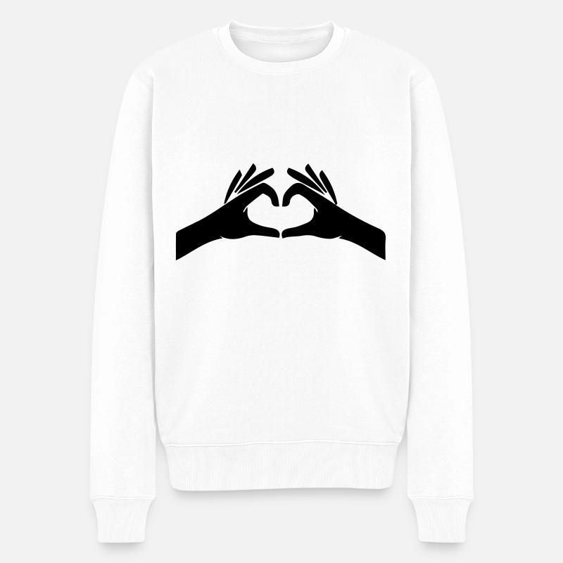 Hände Herz Symbol - Männer Premium Bio Pullover - Weiß