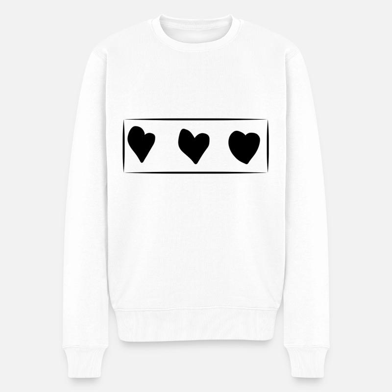 Trois Coeurs Coeur Rectangle Amour - Pull Premium bio Homme - blanc