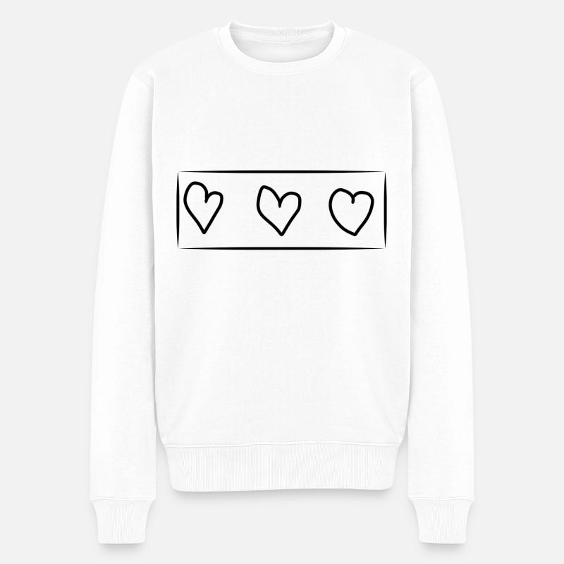Trois coeurs coeur rectangle - Pull Premium bio Homme - blanc