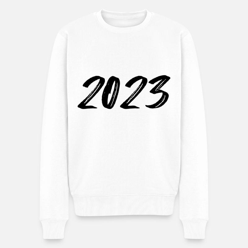 2023 weiß Silvester Neujahr - Männer Premium Bio Pullover - Weiß