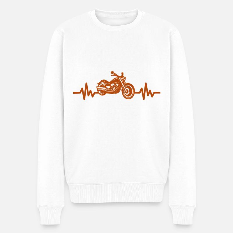 Heartbeat Motorrad - Biker - Chopper - Freiheit - Männer Premium Bio Pullover - Weiß