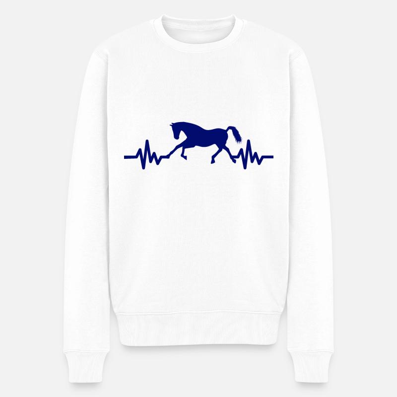 Herzschlag - Pferd Hengst Stute Ross Reitsport - Männer Premium Bio Pullover - Weiß