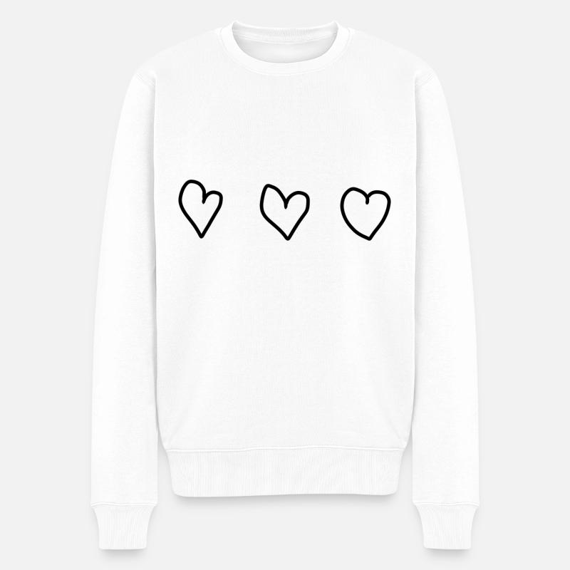 drei herzen herz - Männer Premium Bio Pullover - Weiß