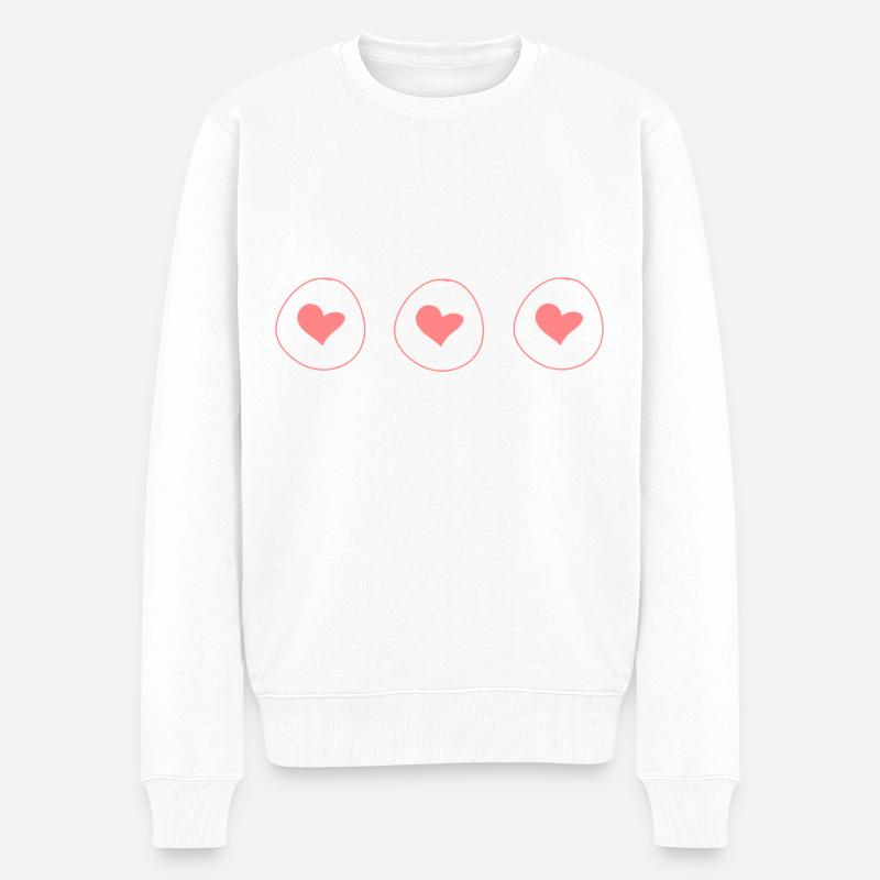 herz drei herzen form kreis symbol rosa - Männer Premium Bio Pullover - Weiß