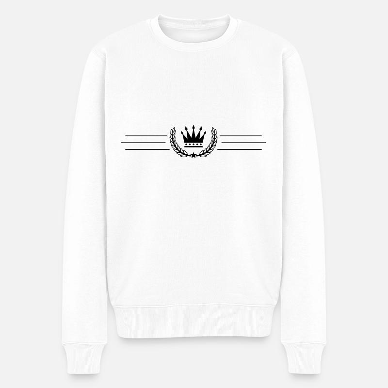 Krone Kranz - Männer Premium Bio Pullover - Weiß