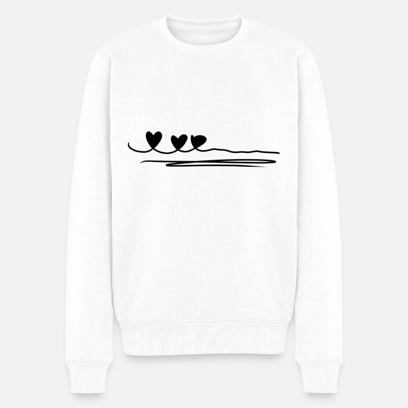 drei Herzen Linie - Männer Premium Bio Pullover - Weiß
