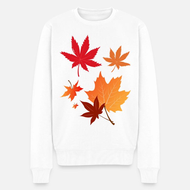 feuilles d’automne colorées - Pull Premium bio Homme - blanc
