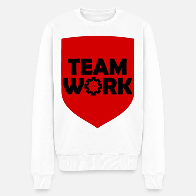 Die Team Arbeit - Männer Premium Bio Pullover - Weiß