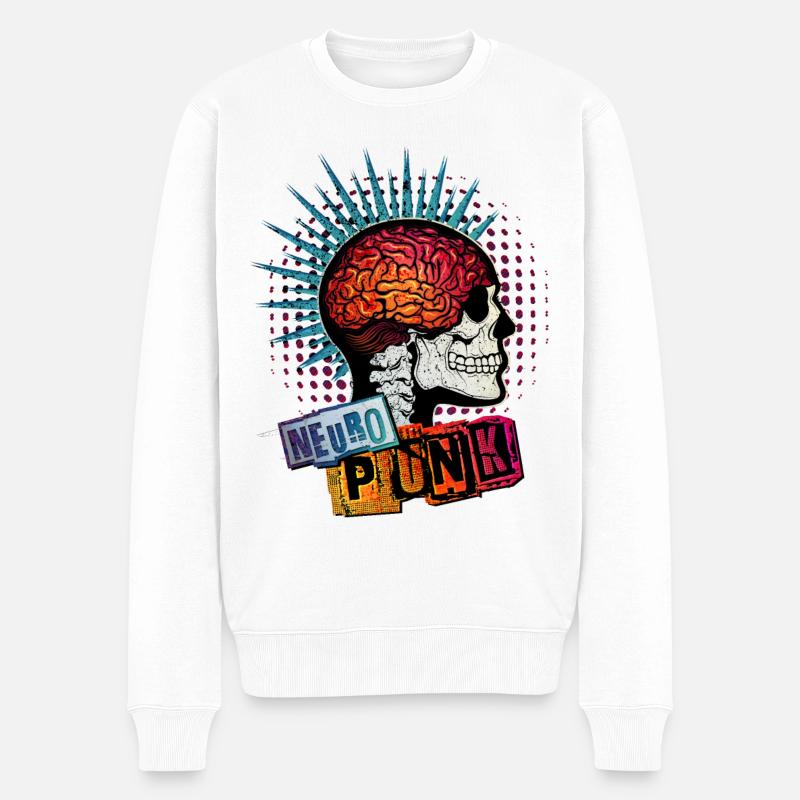 ADHS = NEUROPUNK (einfacher Druck) - Männer Premium Bio Pullover - Weiß