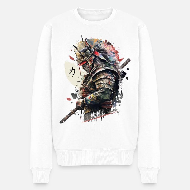 Samurai - Männer Premium Bio Pullover - Weiß