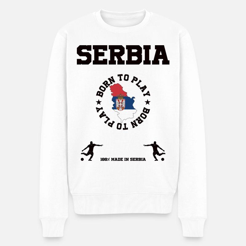 Serbien - Männer Premium Bio Pullover - Weiß