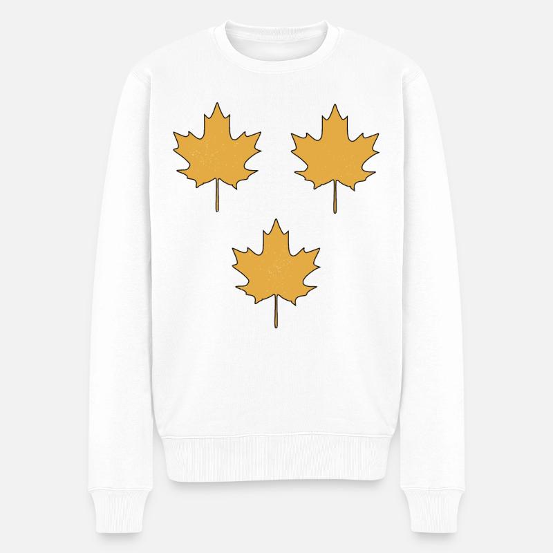 motif feuille d'érable - Pull Premium bio Homme - blanc