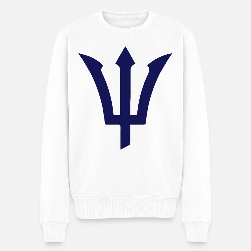 Dreizack - Vektor - Männer Premium Bio Pullover - Weiß