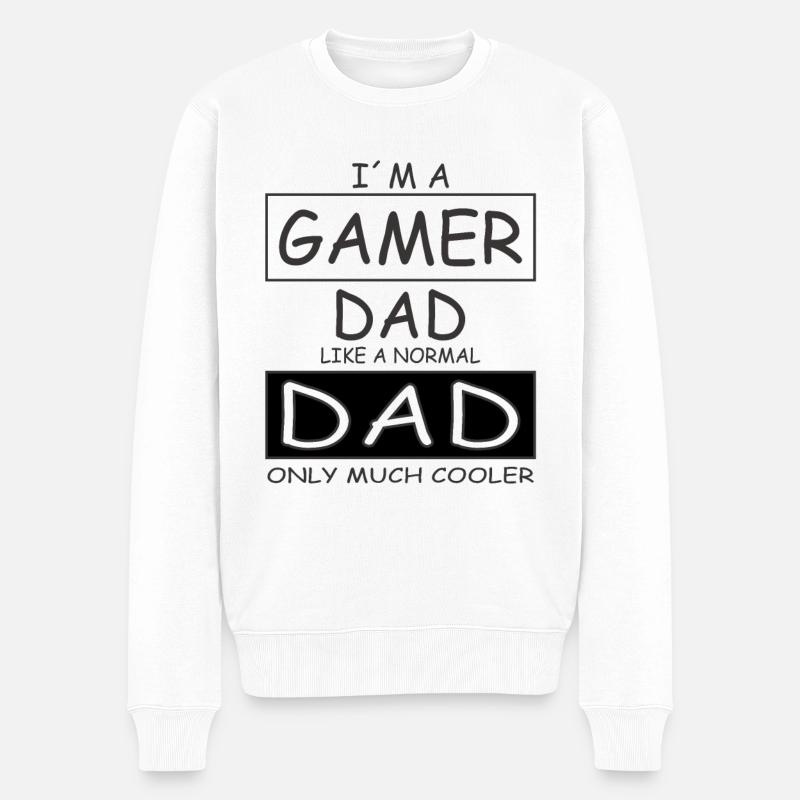 Gamer Dad Fathers Geschenk - Männer Premium Bio Pullover - Weiß