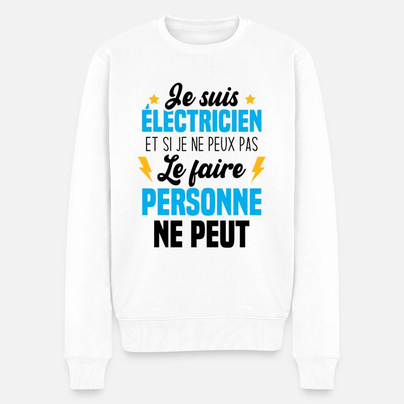 Je suis électricien - Pull Premium bio Homme - blanc