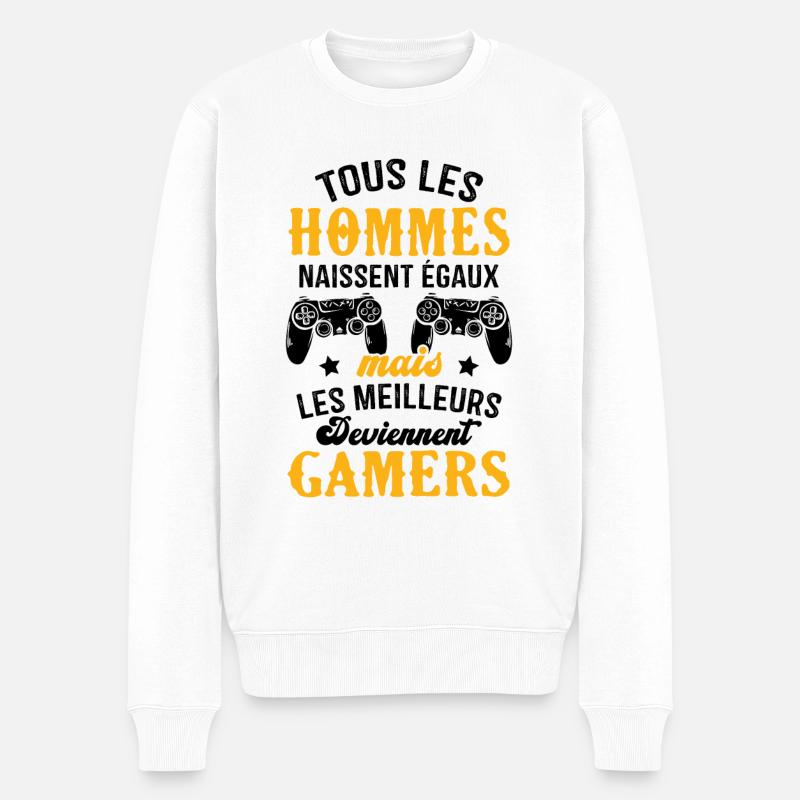 Les meilleurs hommes deviennent gamers - Pull Premium bio Homme - blanc
