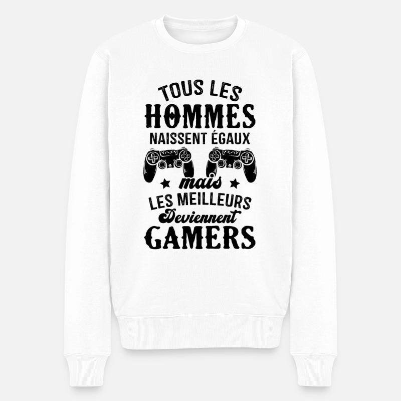 Les meilleurs hommes deviennent gamers - Pull Premium bio Homme - blanc