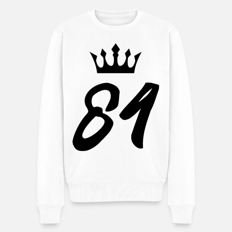 84 Zahl Krone - Männer Premium Bio Pullover - Weiß