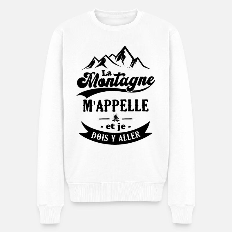 La montagne m'appelle et je dois y aller - Pull Premium bio Homme - blanc