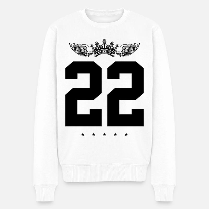 22 Couronne de numéros - Pull Premium bio Homme - blanc