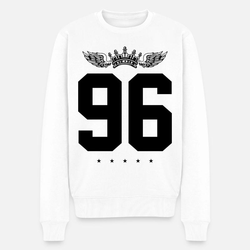 96 Zahl Krone - Männer Premium Bio Pullover - Weiß