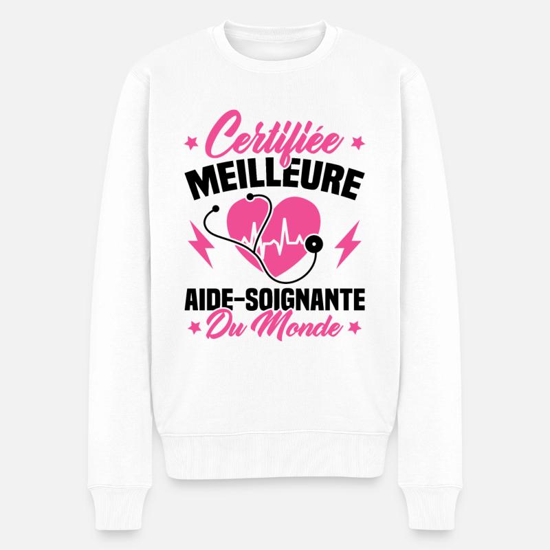 Certifiée meilleure aide-soignante du monde - Pull Premium bio Homme - blanc