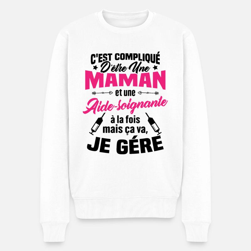 Compliqué d'être une maman et une Aide-soignante - Pull Premium bio Homme - blanc