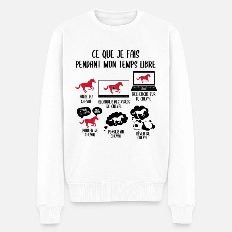 Ce que je fais pendant mon temps libre cheval - Pull Premium bio Homme - blanc