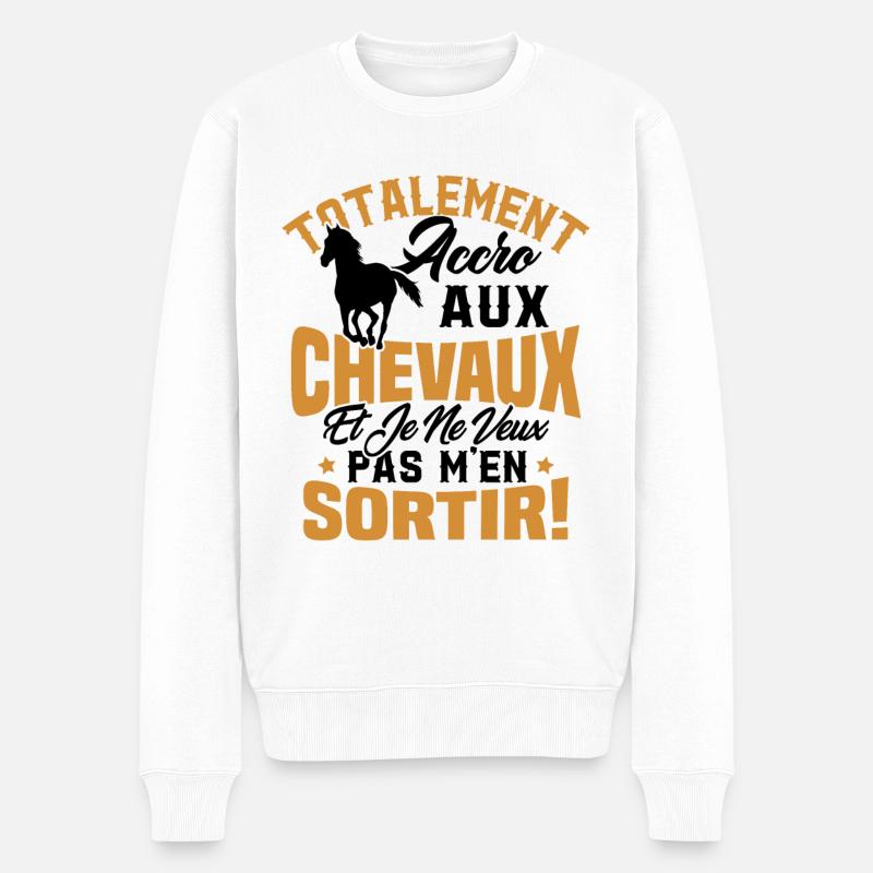 Totalement accro aux chevaux - Pull Premium bio Homme - blanc