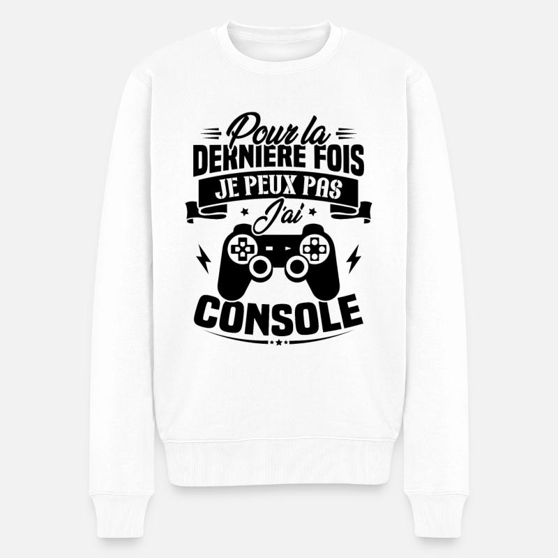 Pour la derniere fois je peux pas j'ai console - Pull Premium bio Homme - blanc