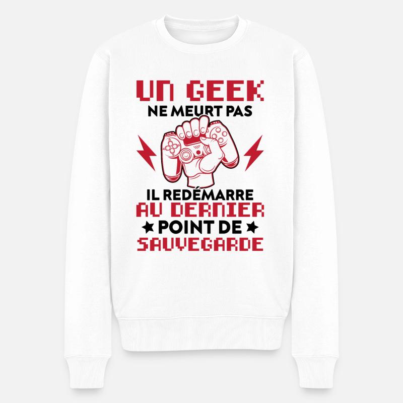 un geek ne meurt pas il redémarre au dernier point - Pull Premium bio Homme - blanc