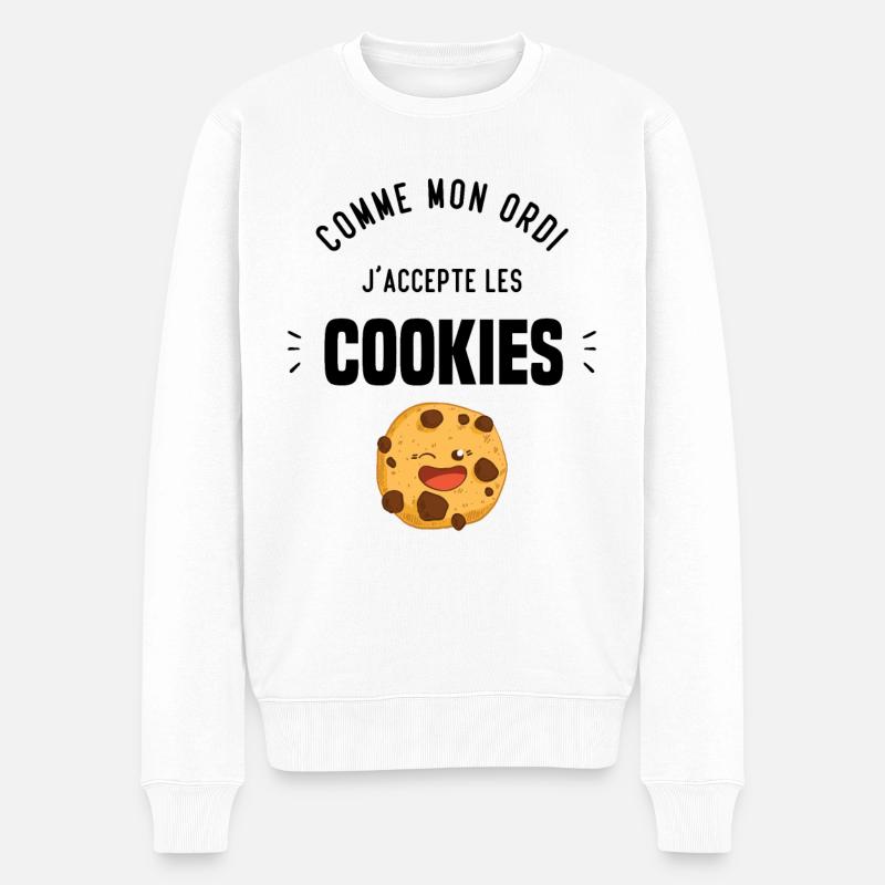 Comme mon ordi j'accepte les cookies Cadeau humour - Pull Premium bio Homme - blanc