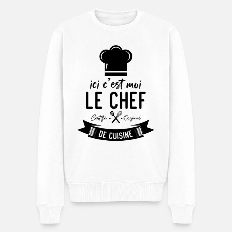 Ici c'est moi le chef certifié original de cuisine - Pull Premium bio Homme - blanc